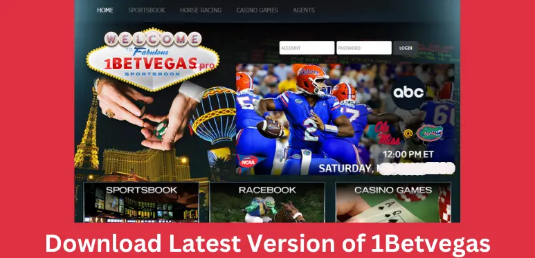 1BetVegas APK home screen showcasing various games, Sportsbook and features.